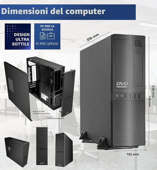 GMR Ultra Slim i7 Office PC - Business Office Computer | 3 anni di garanzia | 32 GB di RAM | 1000 GB SSD | DVD±RW | USB 3 | Windows 11 Prof | Bluetooth WiFi