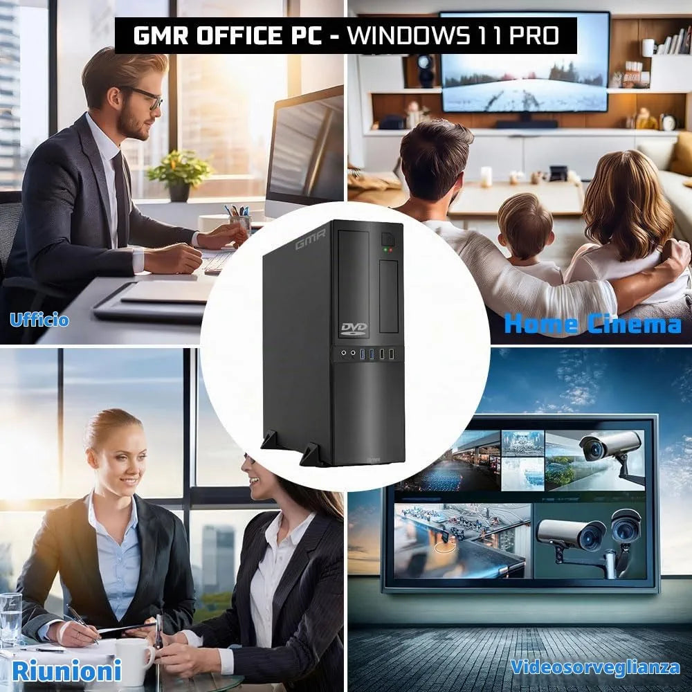 GMR Ultra Slim i7 Office PC - Business Office Computer | 3 anni di garanzia | 32 GB di RAM | 1000 GB SSD | DVD±RW | USB 3 | Windows 11 Prof | Bluetooth WiFi