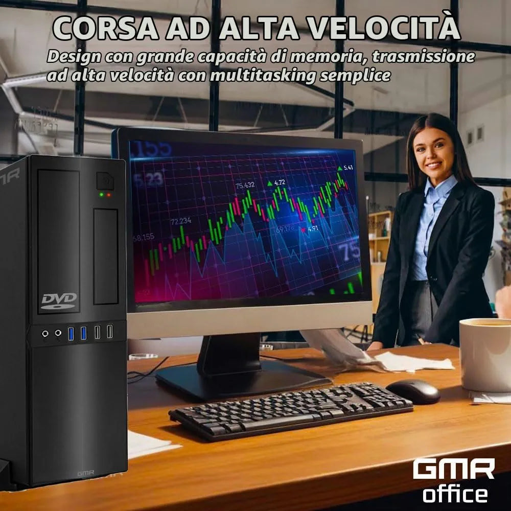 GMR Ultra Slim i7 Office PC - Business Office Computer | 3 anni di garanzia | 32 GB di RAM | 1000 GB SSD | DVD±RW | USB 3 | Windows 11 Prof | Bluetooth WiFi